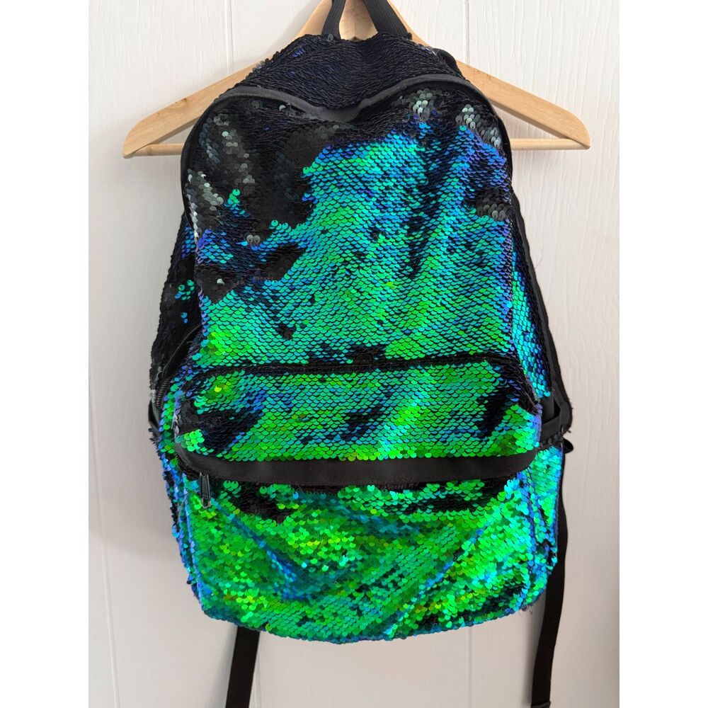 Green Black Magic Sequin Backpack